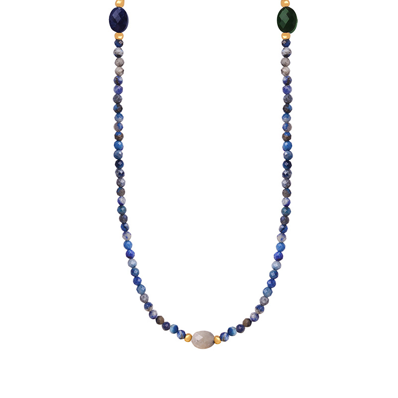 1 pezzo elegante collana di perline in acciaio inossidabile color oro con pietra naturale da donna 