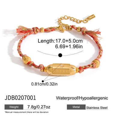 1 pezzo Braccialetti con ciondoli da donna in acciaio inossidabile color oro con lettere retrò h5 Immagine2