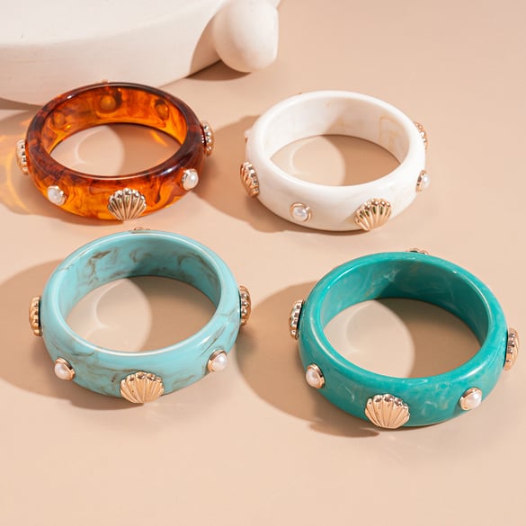 1 Piece Retro Shell Shape Resin Bangle