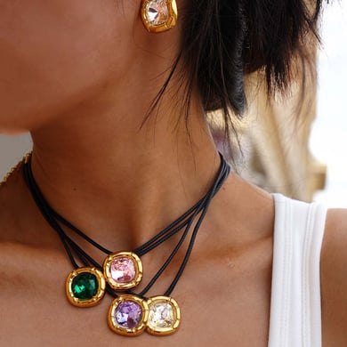 Collier avec pendentif rectangulaire simple en acier inoxydable pour femme, 1 pièce h5 Image4