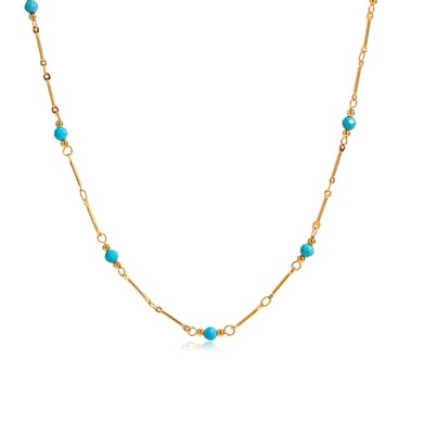 1 Piece Classic Calaite Stainless Steel Gold Color Natural Stone Women's Chain Necklaces h5 