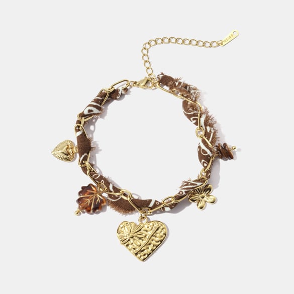 1 Piece Retro Heart Stainless Steel Gold Color Charm Bracelet 2