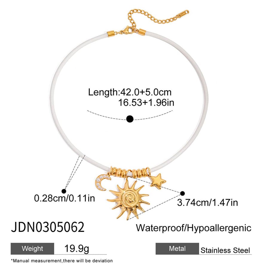 1 elegante collana con ciondolo sole stella luna in acciaio inossidabile da donna Immagine2