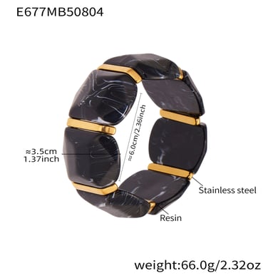1 Piece Colorful Series Irregular Shape Resin Gold Color Women's Bangles h5 