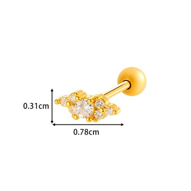 1 Piece Butterfly Copper Gold Color Zircon Piercing Earring h5 Picture2