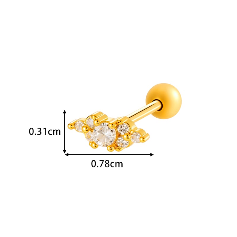 1 Piece Butterfly Copper Gold Color Zircon Piercing Earring Picture2