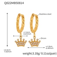 Q022-Golden pattern crown earrings Picture2