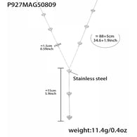 P927-Steel Heart Y Necklace 88+5cm Picture4