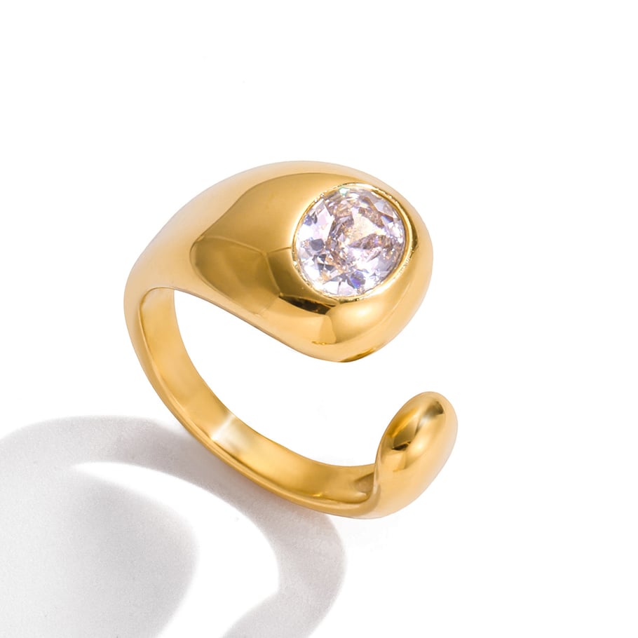 1 Piece Luxurious Irregular Shape Stainless Steel Gold Color Statement Rings 
