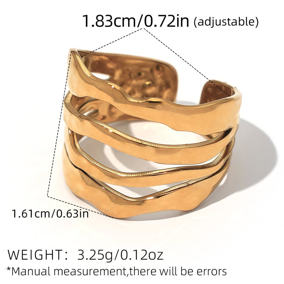 1 Stück einfache unregelmäßige Form Edelstahl Gold Farbe Damen Statement Ringe 
