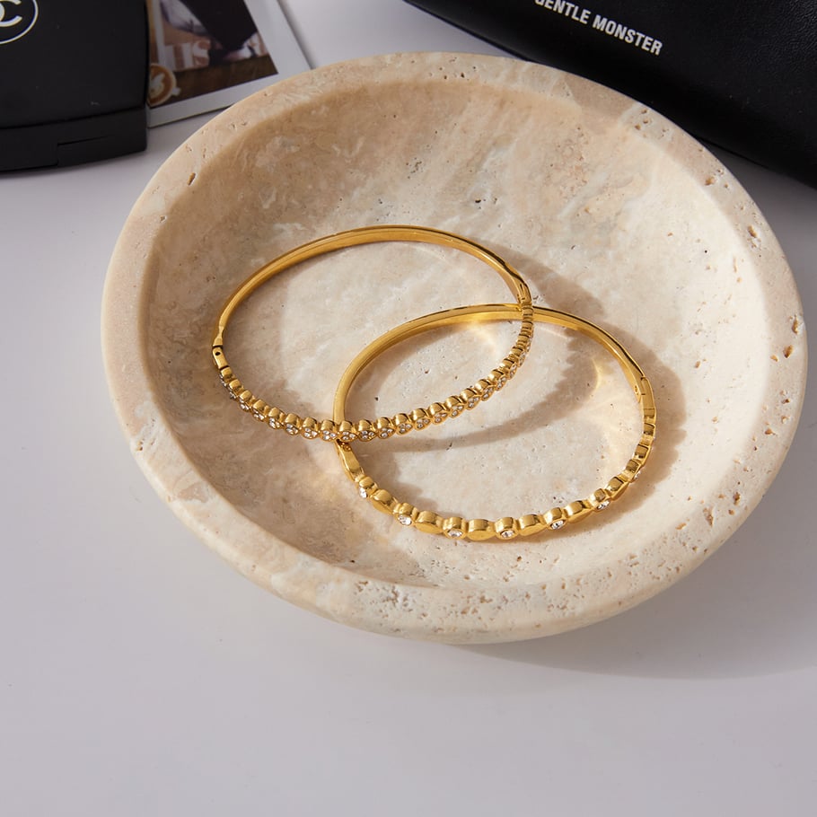 1 Piece Elegant Droplet Heart Stainless Steel Gold Color Women's Bangles Picture6