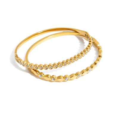1 Piece Elegant Droplet Heart Stainless Steel Gold Color Women's Bangles h5 Picture7
