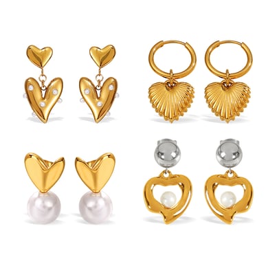 1 Pair Heart Stainless Steel Drop Earrings h5 Picture4
