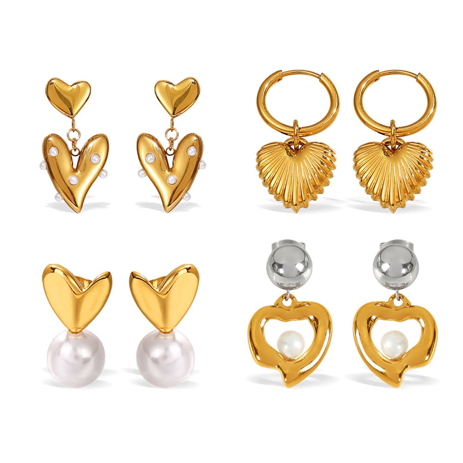 1 Pair Heart Stainless Steel Drop Earrings Picture4