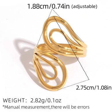 1 Piece Simple Series Retro Circle Stainless Steel  Gold Color  Statement Rings h5 Picture2