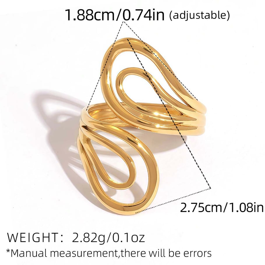 1 Piece Simple Series Retro Circle Stainless Steel  Gold Color  Statement Rings Picture2