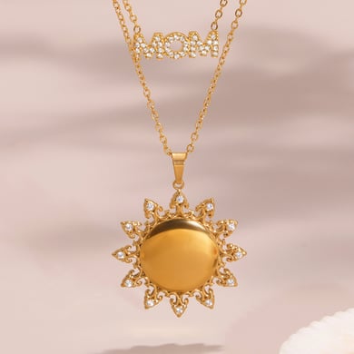 1 Piece Classic Sun Stainless Steel Gold Color Women's Pendant Necklaces h5 Picture2