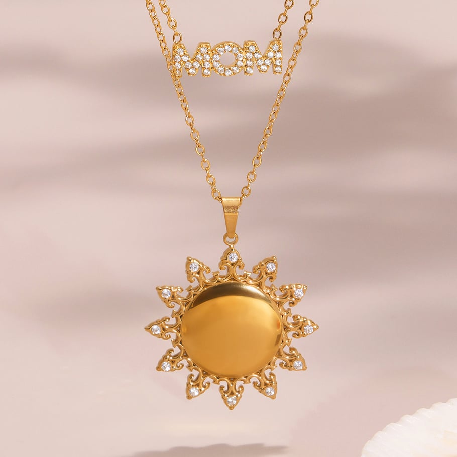 1 Piece Classic Sun Stainless Steel Gold Color Women's Pendant Necklaces Picture2