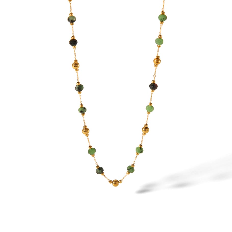 1 Piece Ethnic Beads Circle Stainless Steel Gold Color Natural Stone Women's Jewelry Sets Picture3