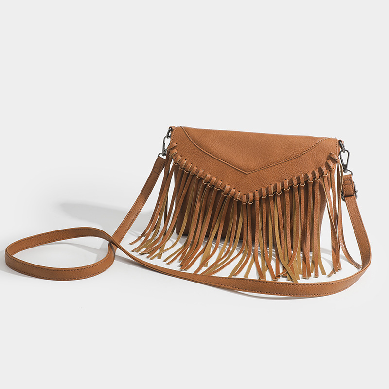 Sac à bandoulière vintage en PU pour femme, 1 pièce, avec pompon Image3