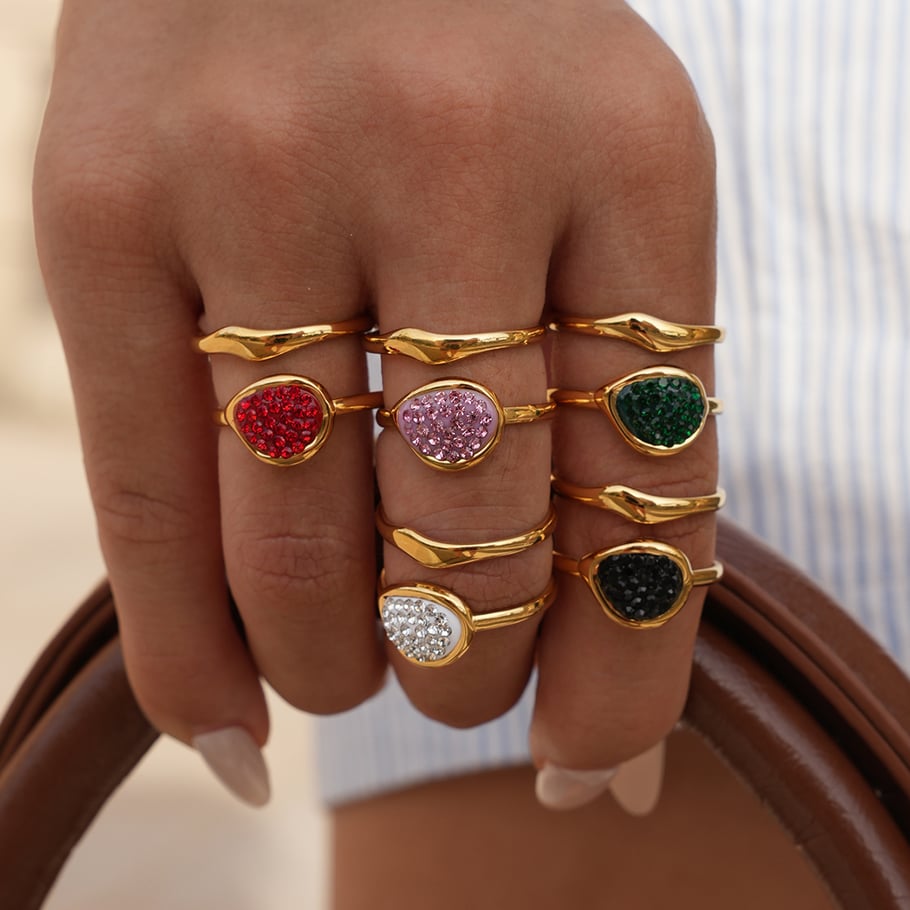 1 Piece Casual Hollowed-out Stainless Steel Gold Color Statement Rings Picture9