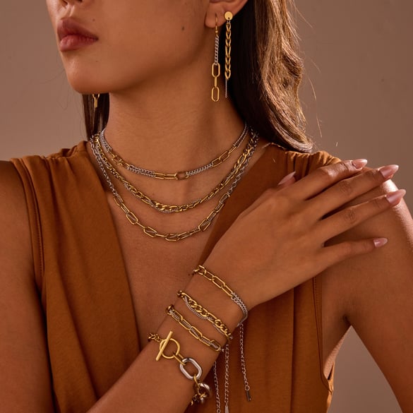 1 Stück tägliche Quastenkette Edelstahl Damen Kettenhalsketten 2