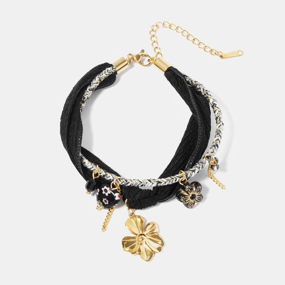1 Piece Classic Series Retro Flower Stainless Steel  Gold Color  Women's Charm Bracelets 2