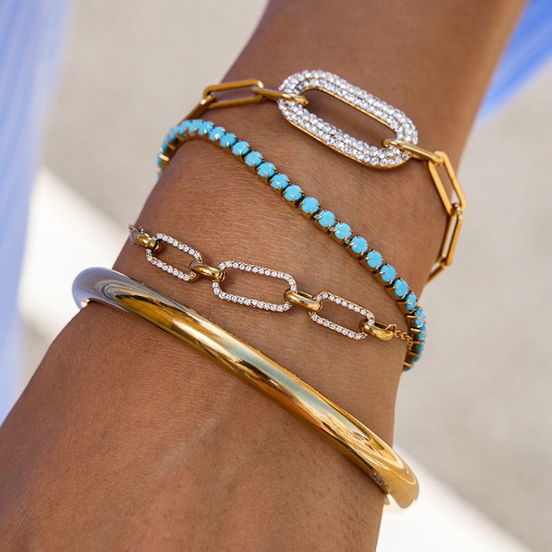 1 Piece Luxurious Calaite Stainless Steel Gold Color Women's Chain Bracelets Picture5