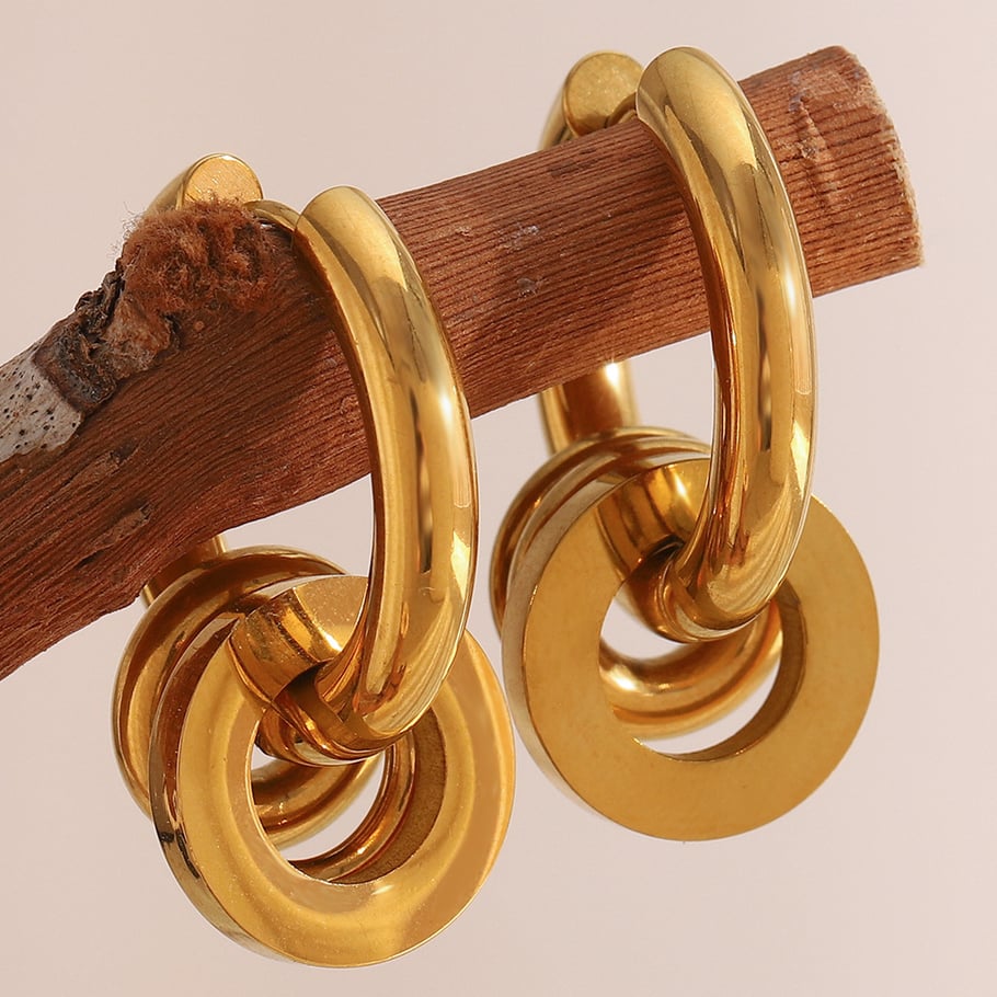 1 Piece Simple Mixed Gold&Silver Colors Stainless Steel Women's Hoop Earrings Picture3
