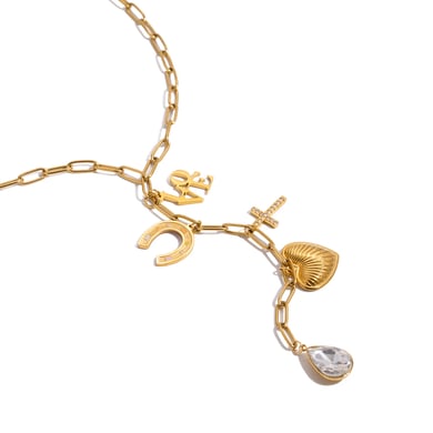 Gorgeous Heart Tassel Stainless Steel Gold Color Women's Pendant Necklaces h5 Picture7