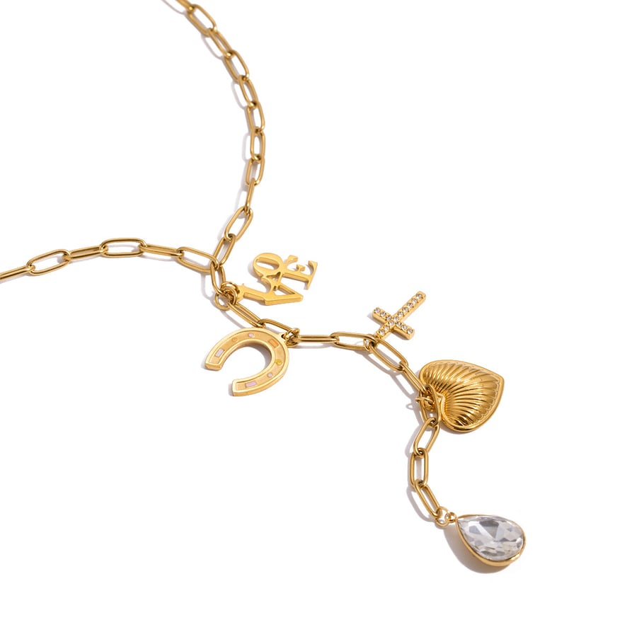 Gorgeous Heart Tassel Stainless Steel Gold Color Women's Pendant Necklaces Picture7