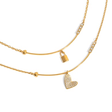 1 pezzo di collana con ciondolo da donna in acciaio inossidabile color oro con lucchetto classico h5 Immagine8