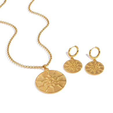 Sun Stainless Steel Gold Color Necklace Set h5 Picture6