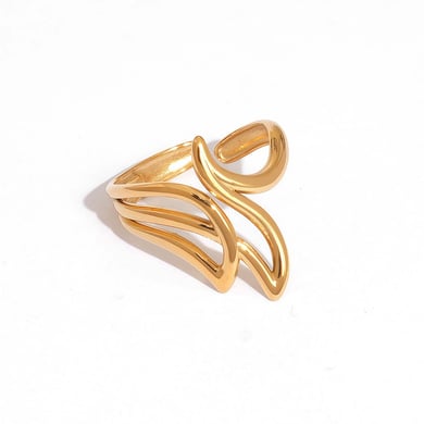 1 Stück Tägliche unregelmäßige Form Edelstahl Gold Farbe Damen Statement Ringe h5 