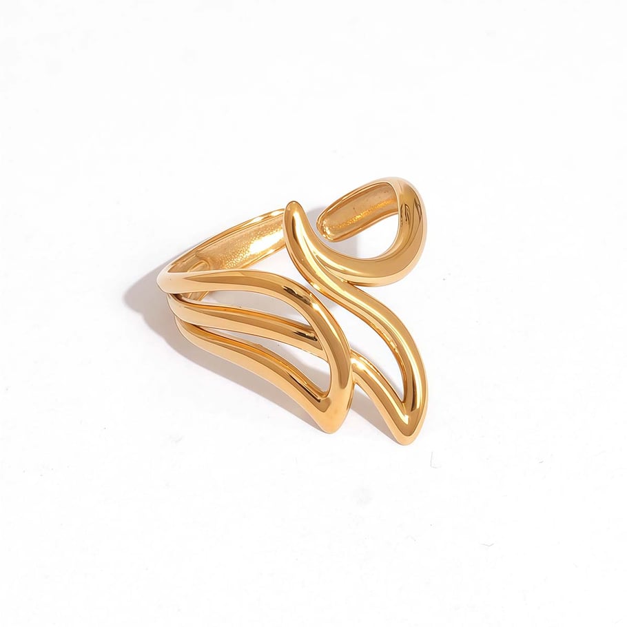 1 Piece Daily Irregular Shape Stainless Steel Gold Color Women's Statement Rings