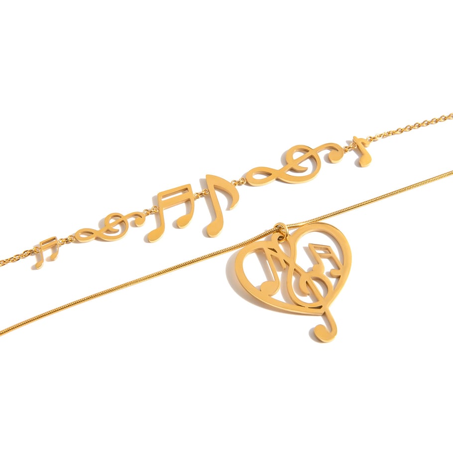 1 Piece Romantic Note Stainless Steel Gold Color Women's Pendant Necklaces Picture8