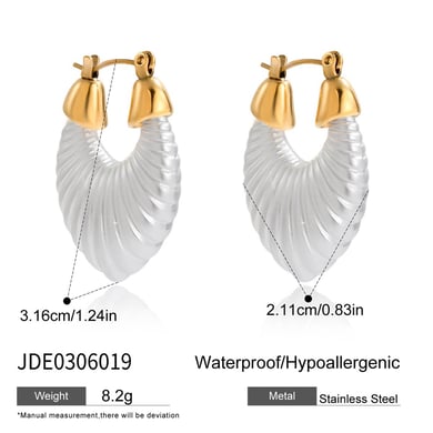 1 Piece Gorgeous Irregular Annular Shape Stainless Steel Gold Color Women's Hoop Earrings h5 