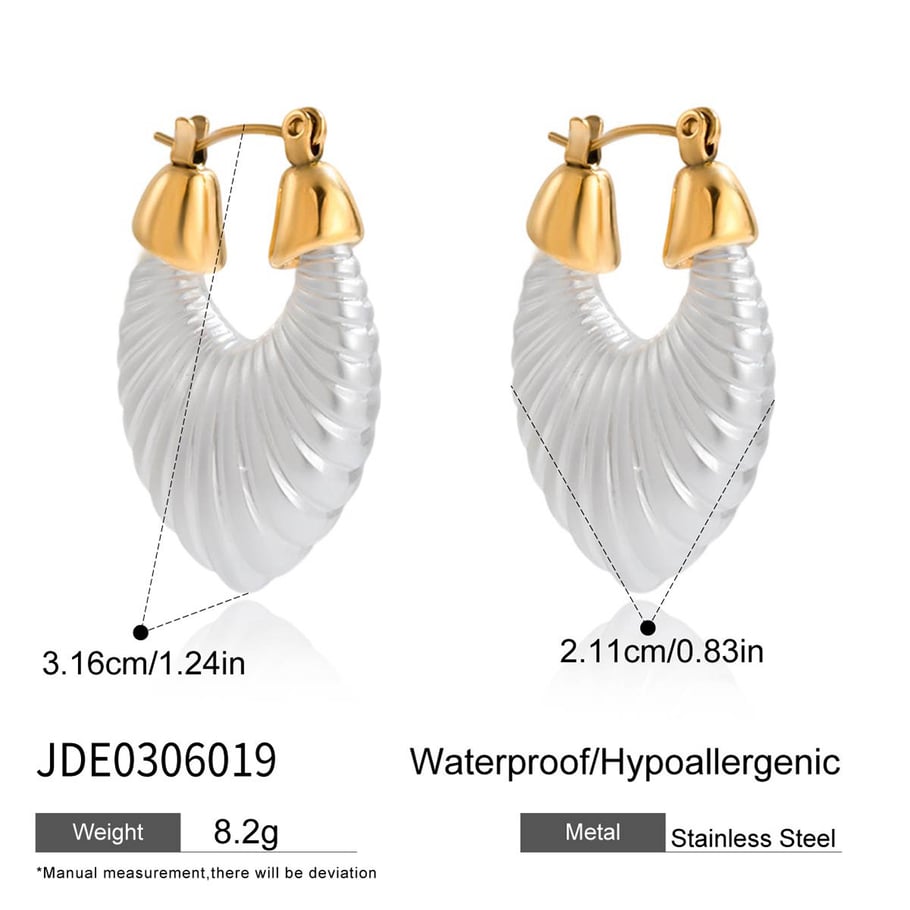 1 Piece Gorgeous Irregular Annular Shape Stainless Steel Gold Color Women's Hoop Earrings 