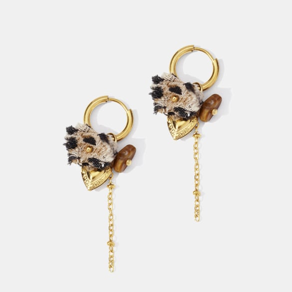 1 Pair Heart Stainless Steel Gold Color Drop Earrings 2