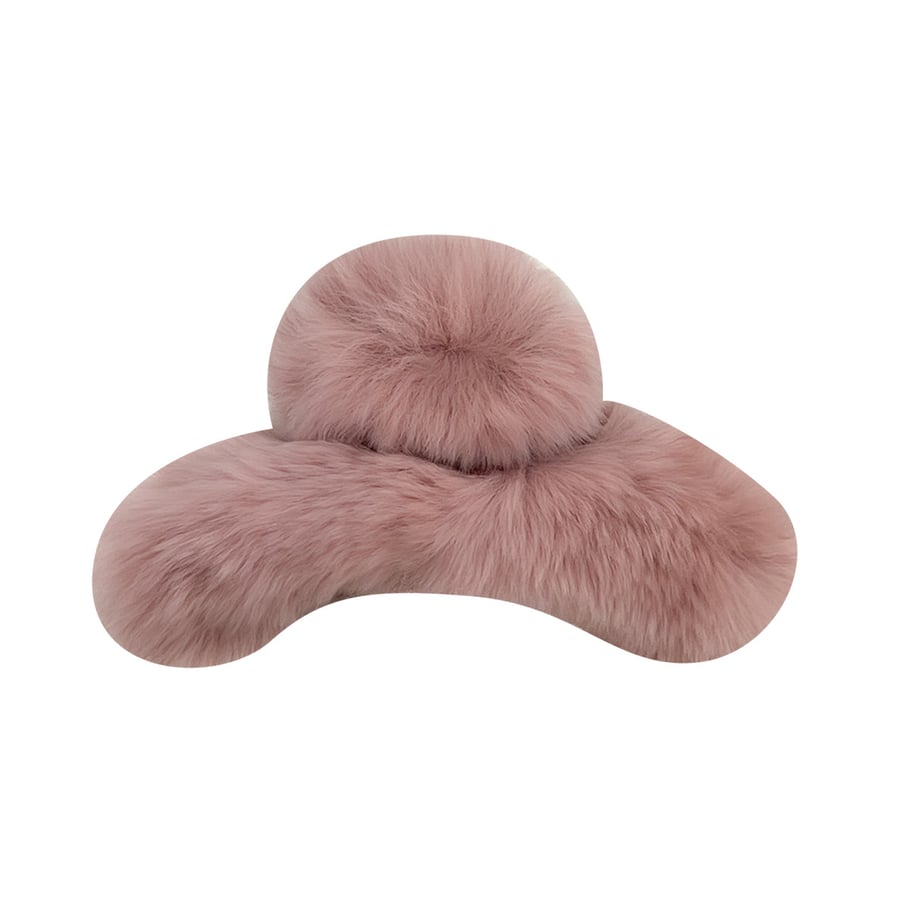 1 pezzo semplice carino super morbido peluche tinta unita fermagli per capelli da donna Immagine3