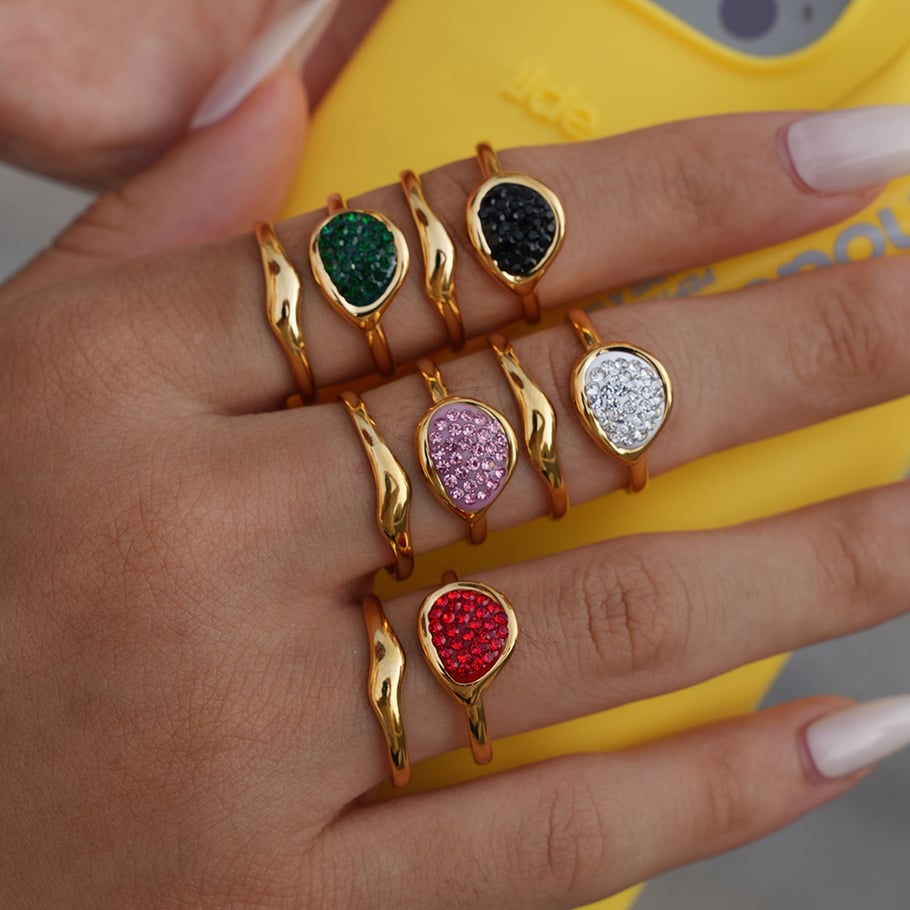 1 Piece Casual Hollowed-out Stainless Steel Gold Color Statement Rings Picture3
