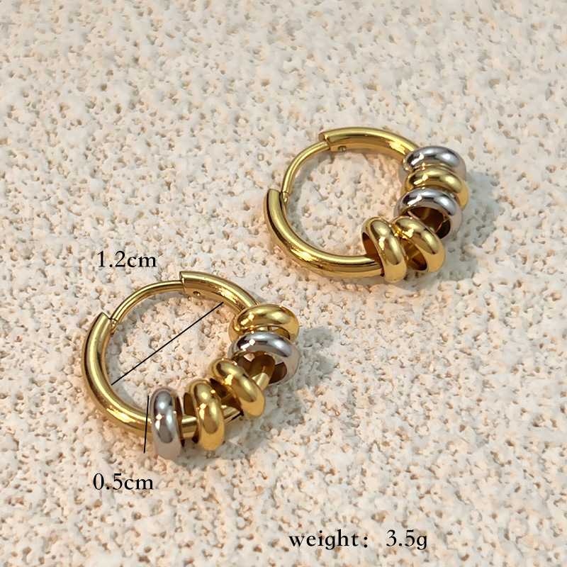 1 Pair Classic Mixed Gold Stainless Steel Drop Earrings 
