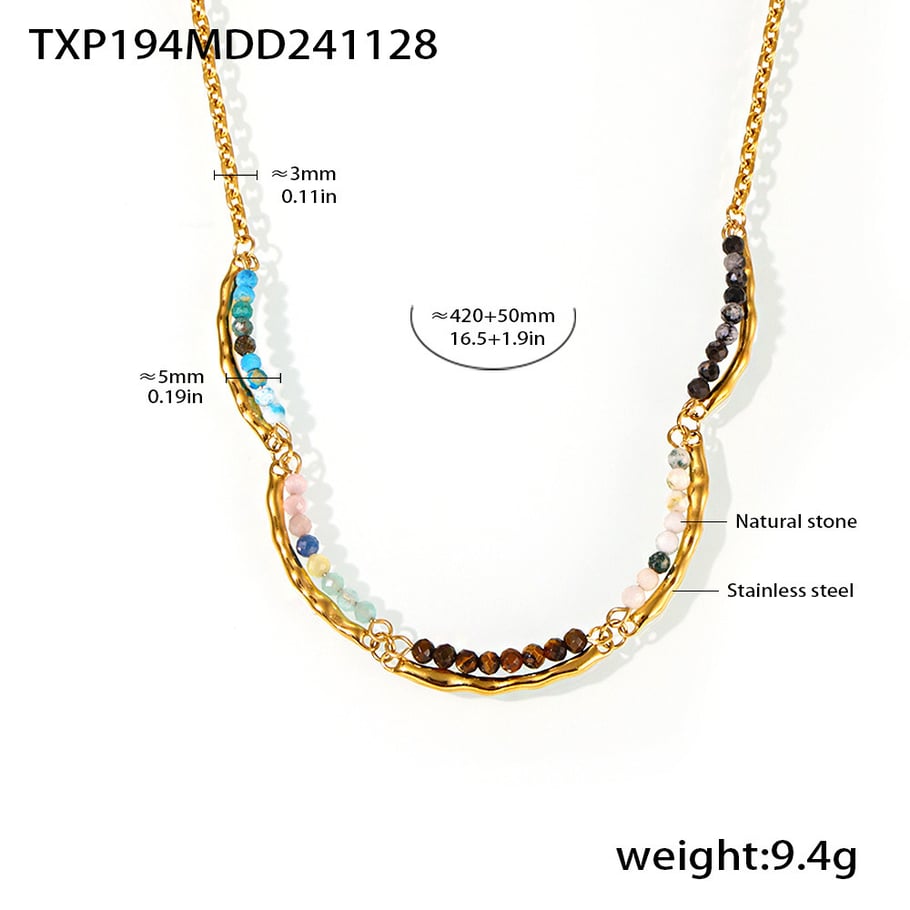 Unregelmäßige Form Edelstahl Gold Farbe Naturstein Damen Schmuck Sets 
