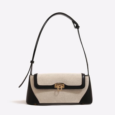 Sac à bandoulière rétro en toile de couleurs mélangées pour femme, 1 pièce h5 Image3