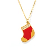 P1671-Collier chaussette de Noël doré 