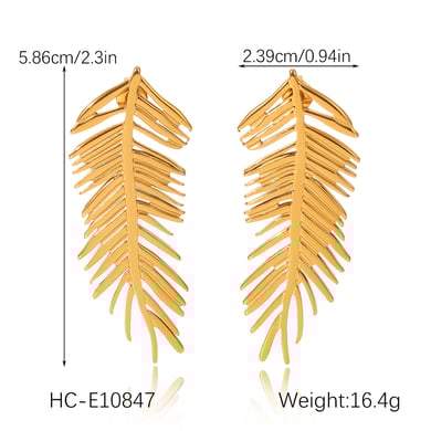 1 Pair Daily Leaf Stainless Steel  Gold Color  Women's Stud Earrings h5 Picture2