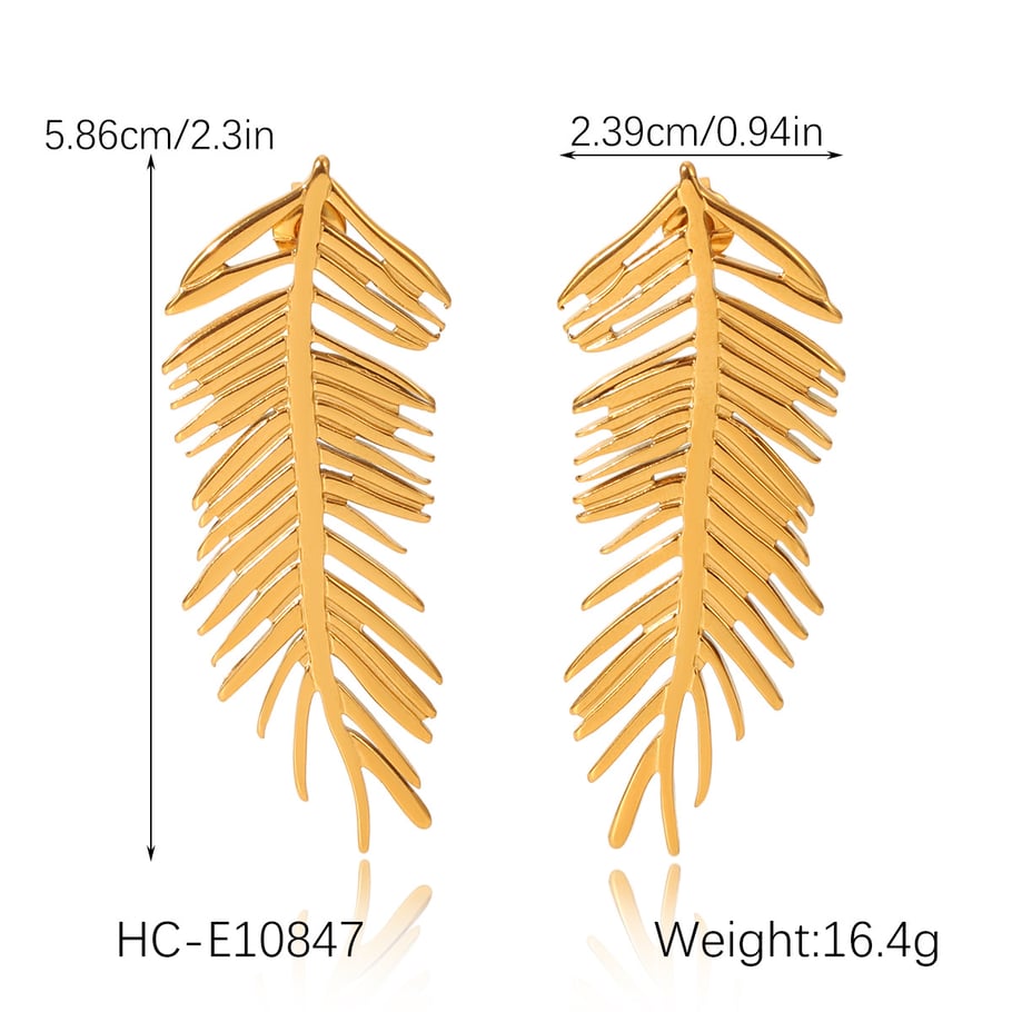1 Pair Daily Leaf Stainless Steel  Gold Color  Women's Stud Earrings Picture2