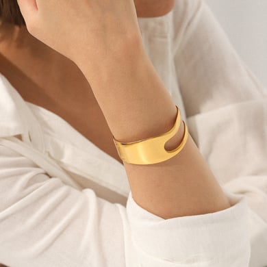 Braccialetti da donna in acciaio inossidabile scavato di forma irregolare, 1 pezzo h5 Immagine3