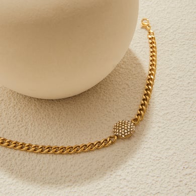 1 Piece Luxurious Calaite Stainless Steel Gold Color Women's Chain Bracelets h5 Picture6