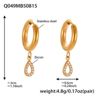 Q049-Golden teardrop zircon earrings Picture9